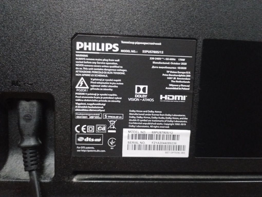 Telewizor Smart TV Philips 55PUS7805/12 Ambilight