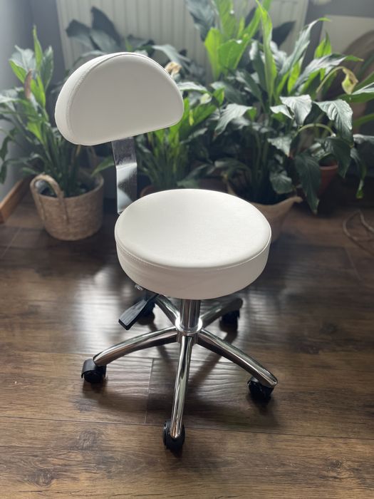 Taboret kosmetyczny biały Gabbiano