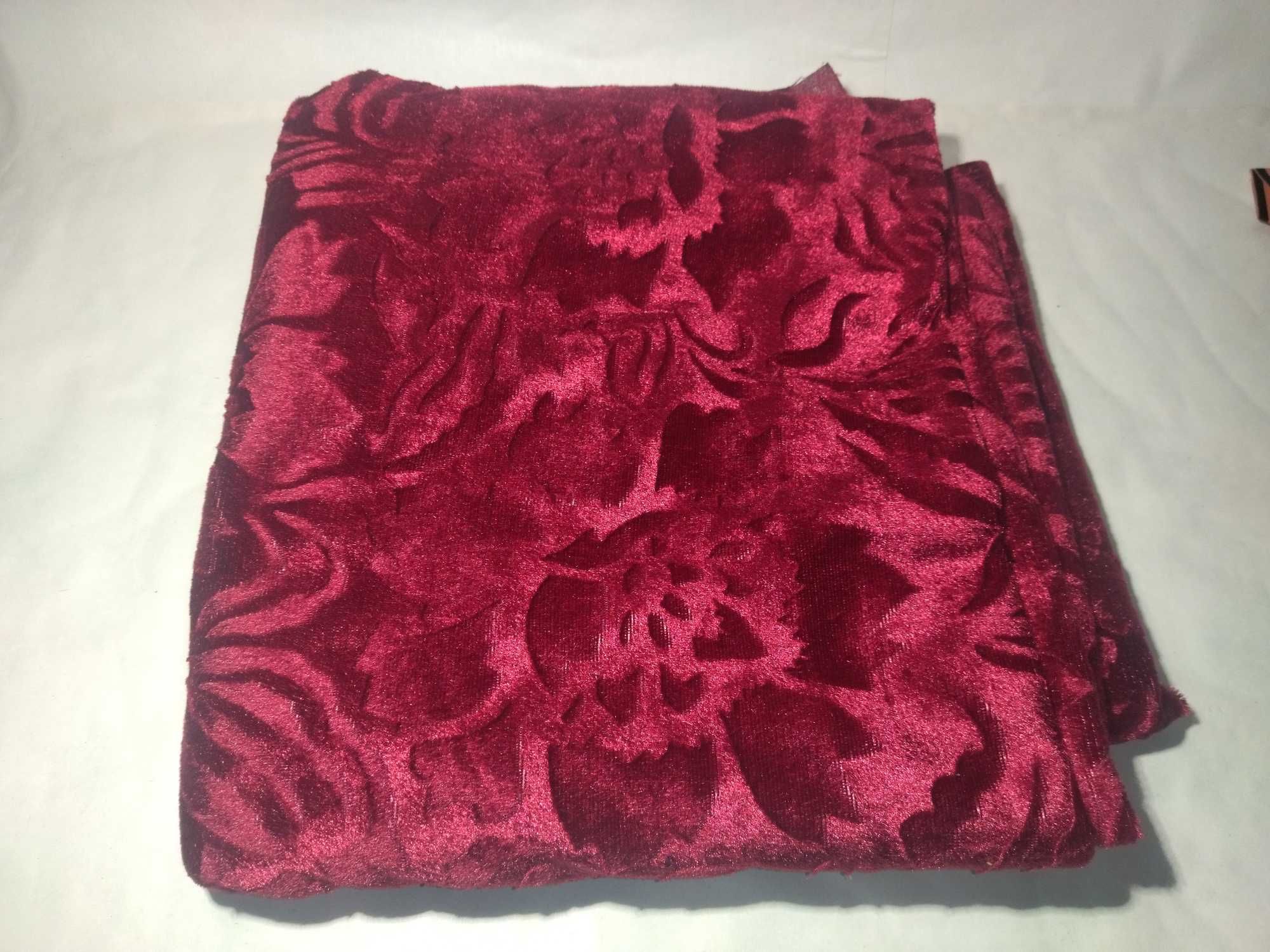 Бархатная ткань 140х250 см, бордовая ткань, ткань ссср