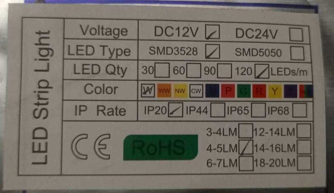 Taśma LED samoprzylepna 5m zimna 230V lub 12V