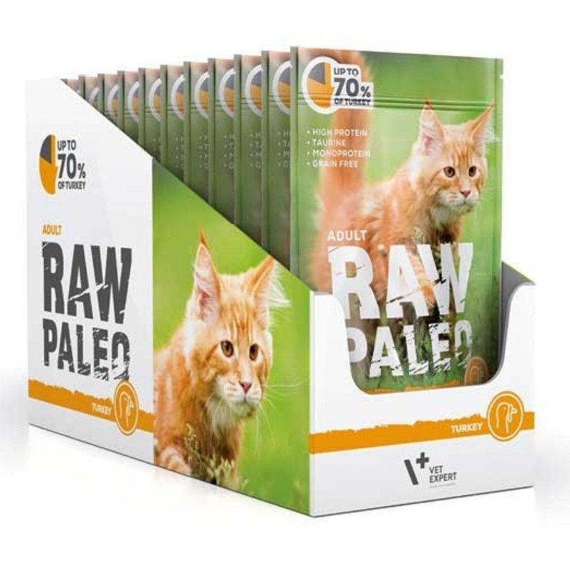 RAW PALEO ADULT CAT TURKEY 12x100g - mokra karma dla kotów dorosłych -