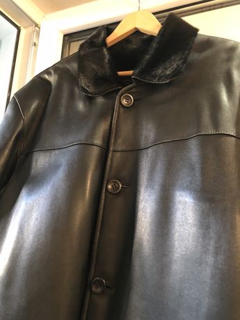 Мужская Куртка, дубленка теплая кожа натуральная