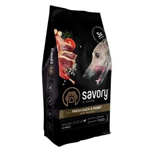 Сухой корм Savory для собак, со свежей уткой и кроликом, 12 кг