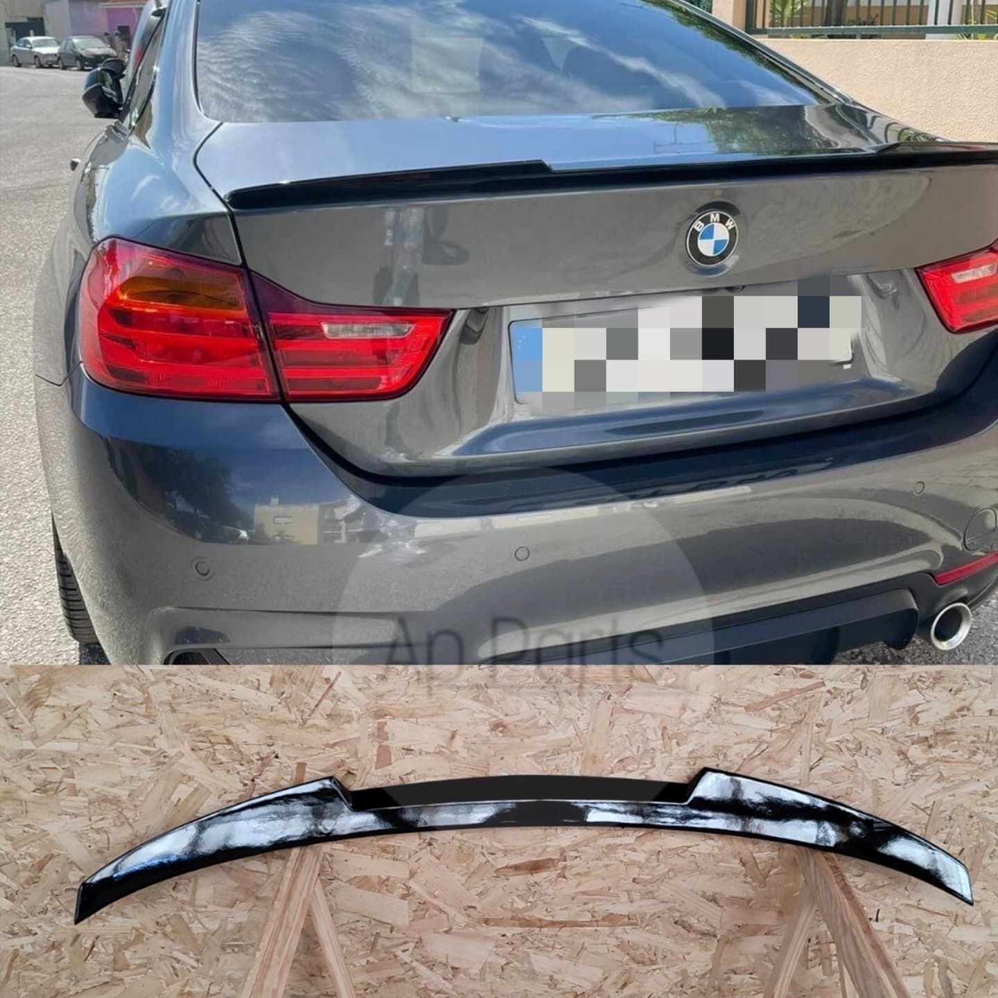 BMW F32 F36 Coupé Spoiler Aileron Mala Look M4 Preto Brilhante