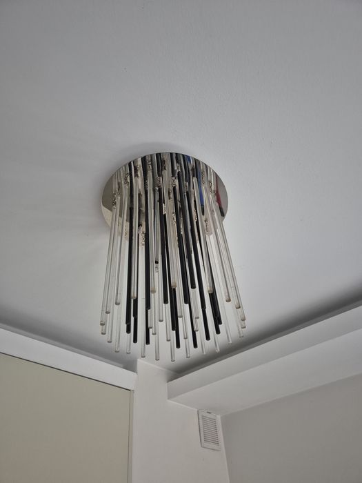 Żyrandol chrom i szklane sople