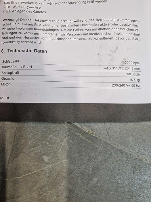 Młot wyburzeniowy Profiline YPL1900 60J