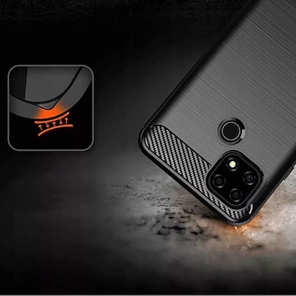 Futerał Carbon Case + Szkło Płaskie do Realme C21