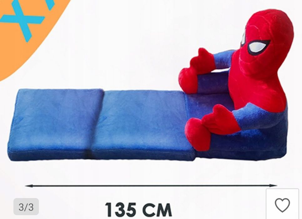 Fotel Spiderman duży rozkładany dla dzieci