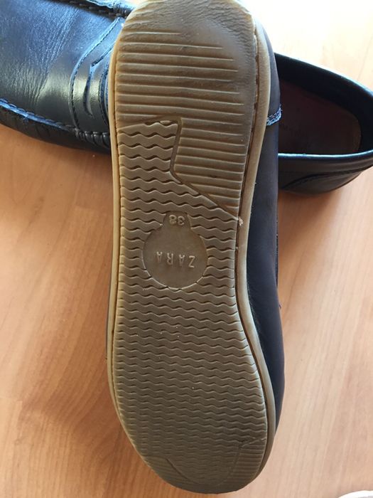 Sapato mocassins em pele azul 38.