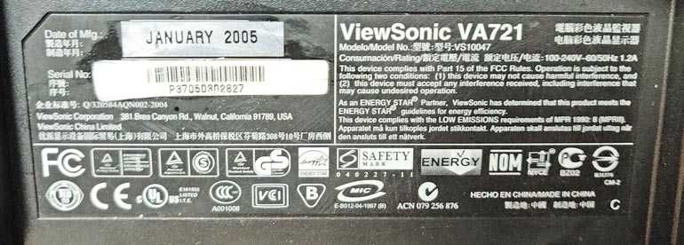 Монитор Viewsonic VA721 17"