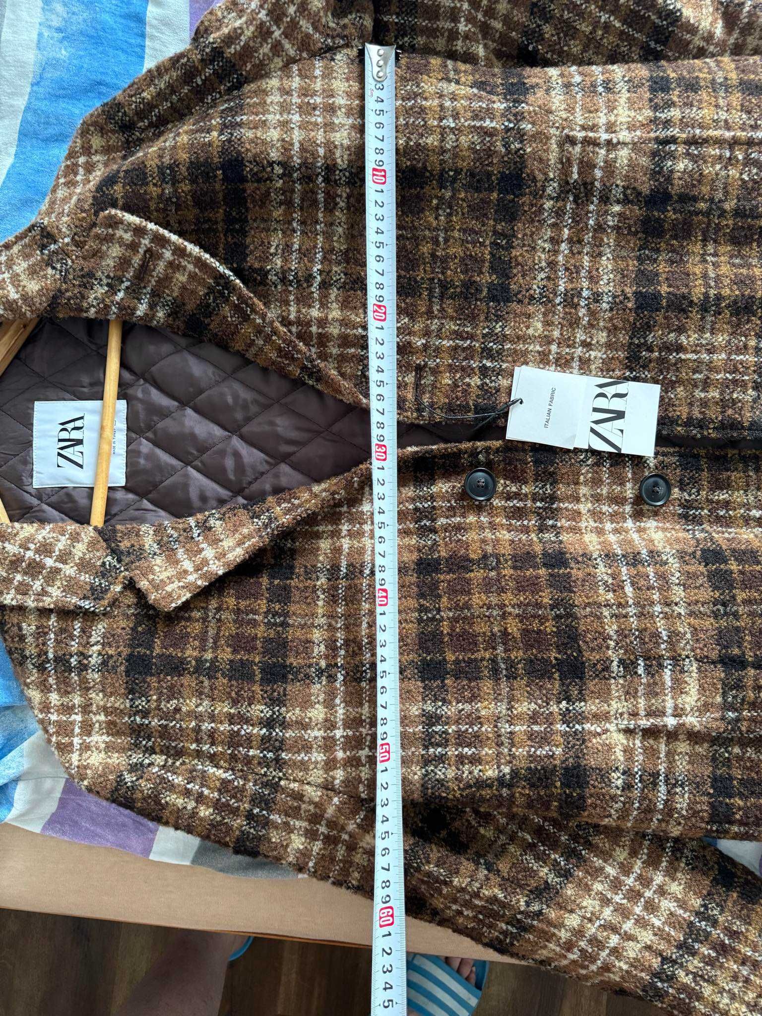 Płaszcz ZARA Blend Coat męski w kratkę r. L