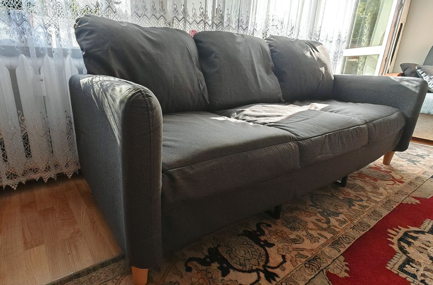NOWA Sofa 3-osobowa, ciemnoszara, 180 cm, tapicerowana możliwy transpo