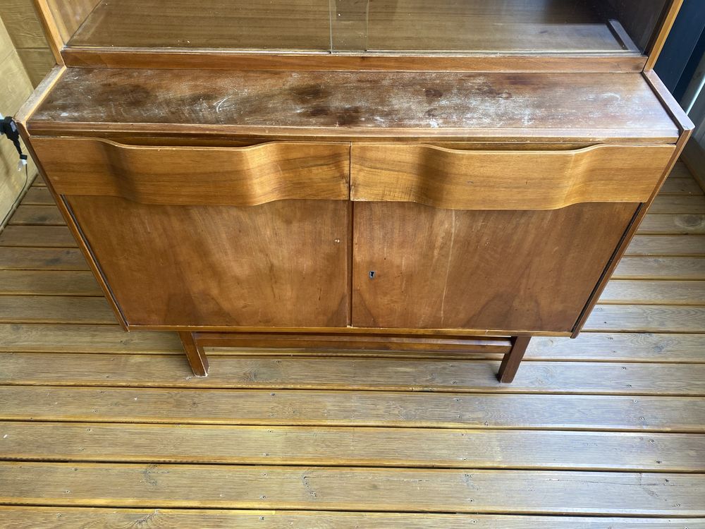 Biblioteczka szafka  komoda vintage PRL midcentury highboard fornir