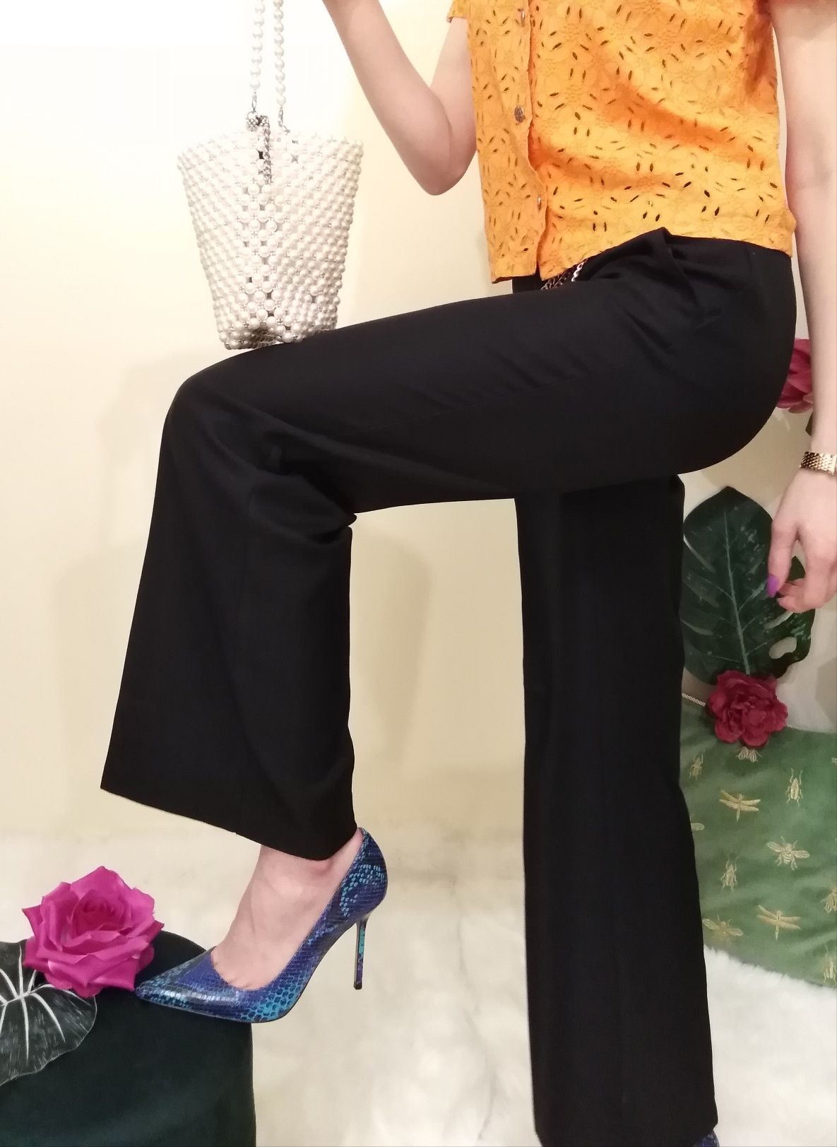 Quiet Luxury Elegant Black pants Czarne eleganckie spodnie na kant