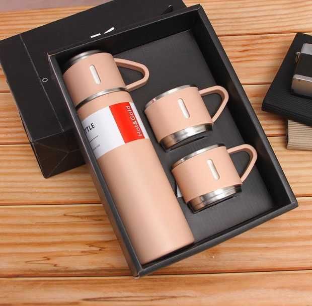Термос набор з кружками (3 чашки) подарункова упаковка чашка