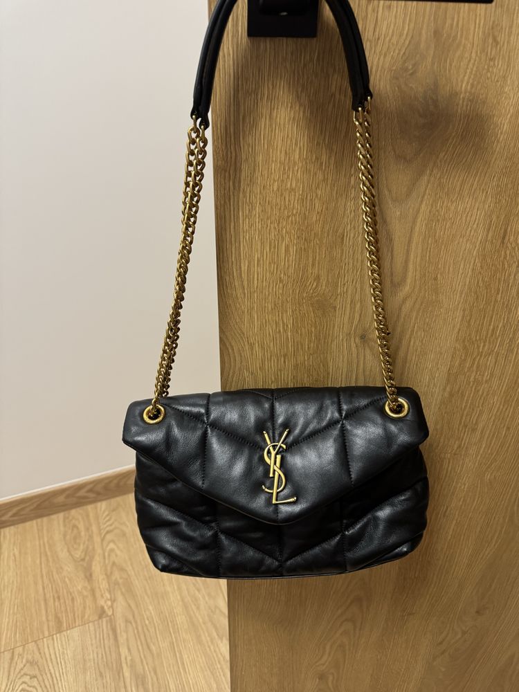 Ysl saint laurent, torebka skóra naturalna