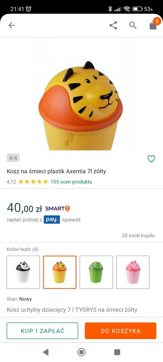 Kosz na śmieci Tygrysek tygrys