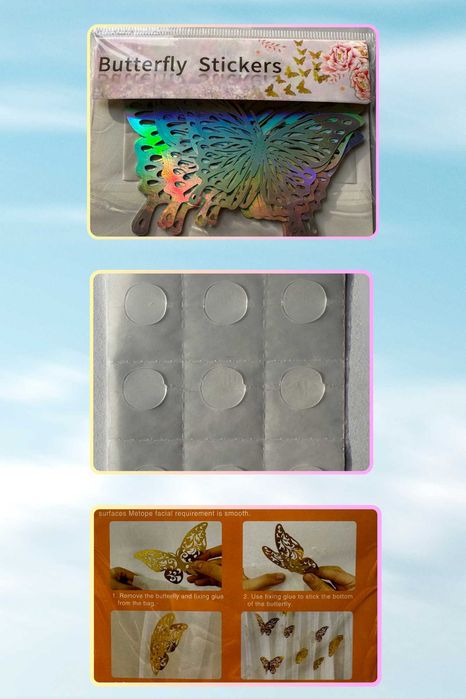 Naklejka na ścianę 3D Motyle Motylki Dekoracja 2 opakowania