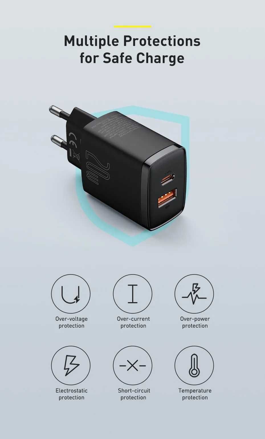 Baseus ładowarka USB-C USB 20W 3A QC PD