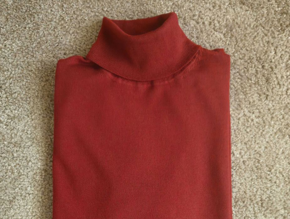 Golf męski Uniqlo ciemna czerwień, rozm. L/XL, wełna merino