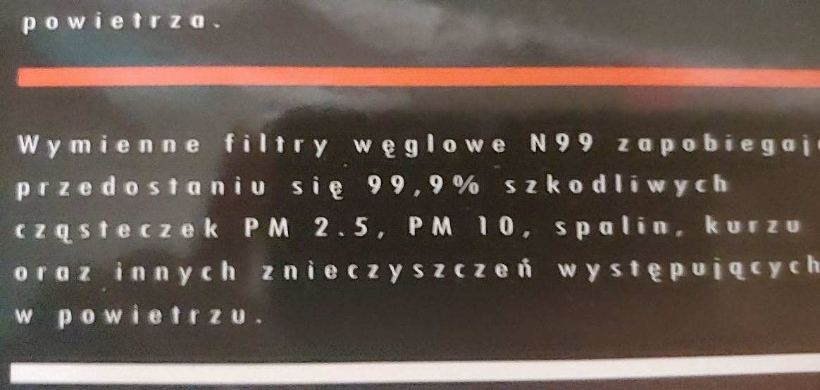 Filtr N99 z aktywnym węglem do maski antysmogowej