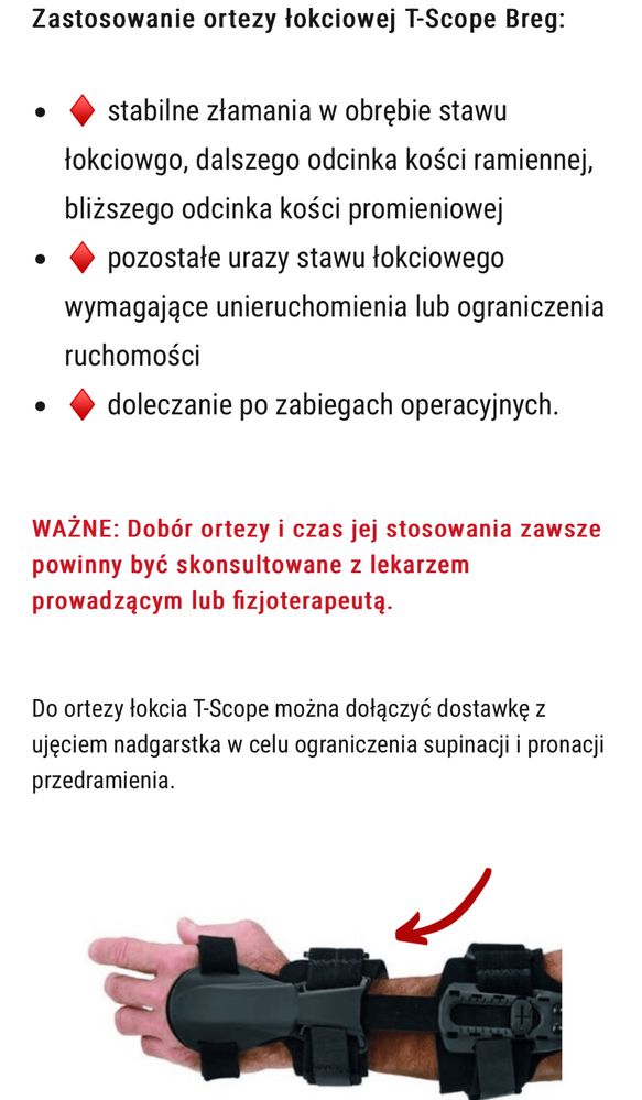 Orteza łokciowa T-Scope Breg 07254 lewa