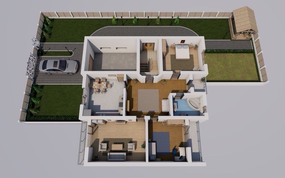 Трьохкімнатна квартира з власним подвірʼям та гаражем