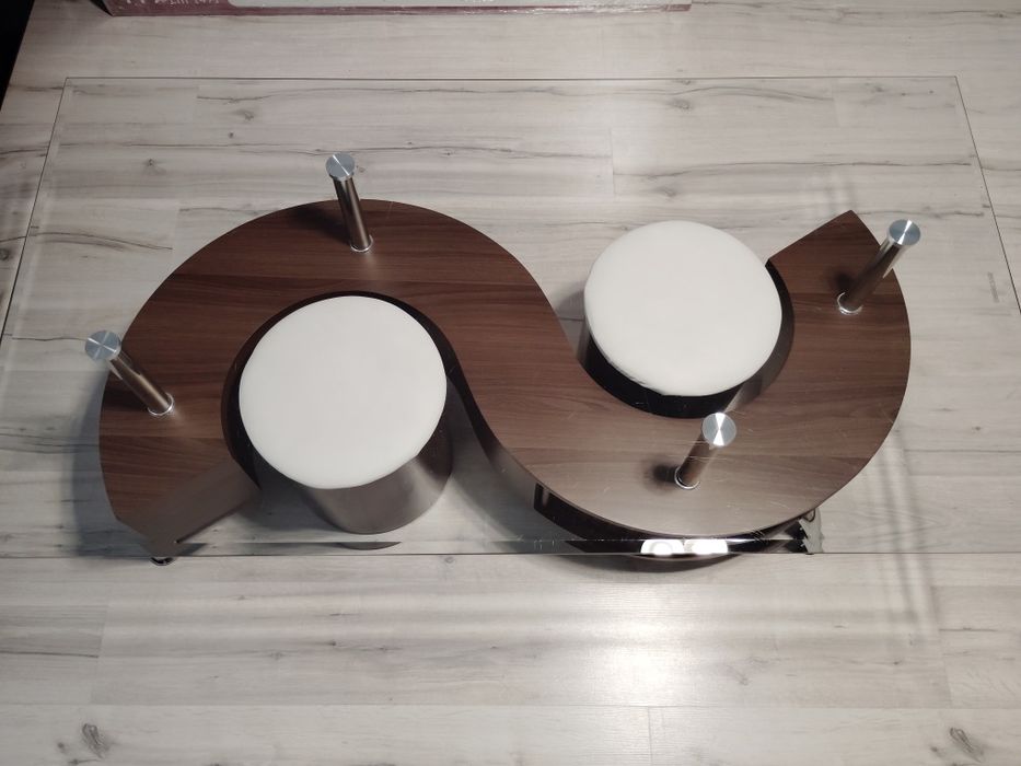Piękna ława szklana + zestaw 4 nowych podkładek na stół