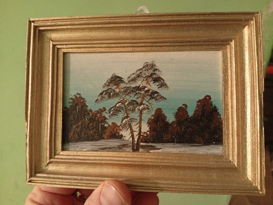 "Pejzażyki"-przepiękne obrazki olejne na tekturkach!