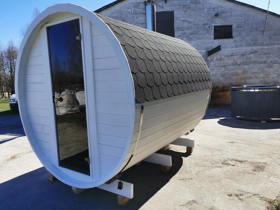 Sauna Ogrodowa 2,5 m x 2,2 m Cały komplet Piec Zewnętrzny