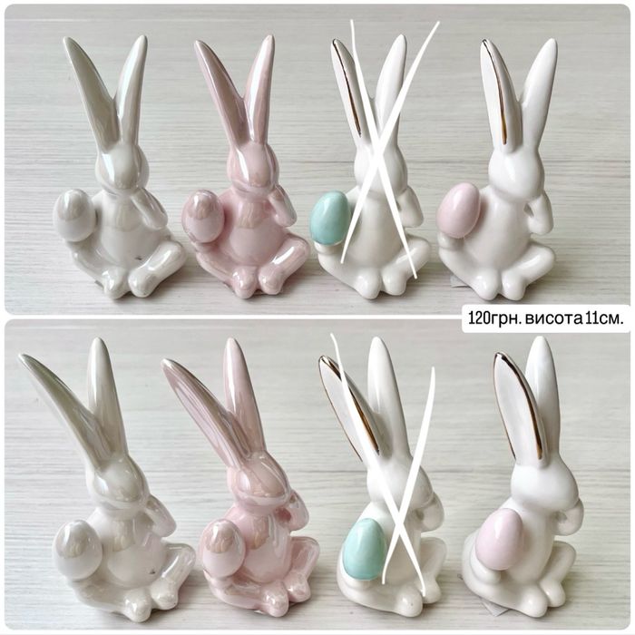 Пасхальний великодній декор. Керамічні зайці, деревяні зайчики.Пташки