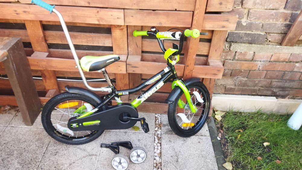 Rowerek dziecięcy 16" boczne kółka+kij