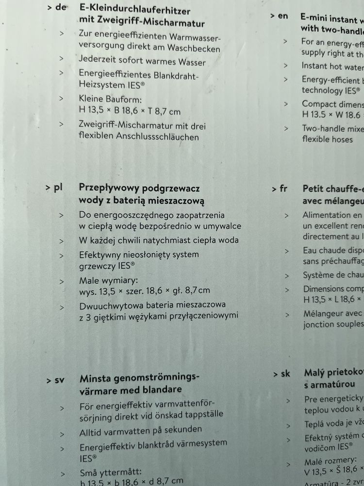 Podgrzewacz do wody Clage z baterią