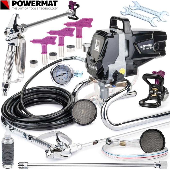 POWERMAT Agregat Malarski Pistolet 220 Bar Przedłużka Dysze PM0667