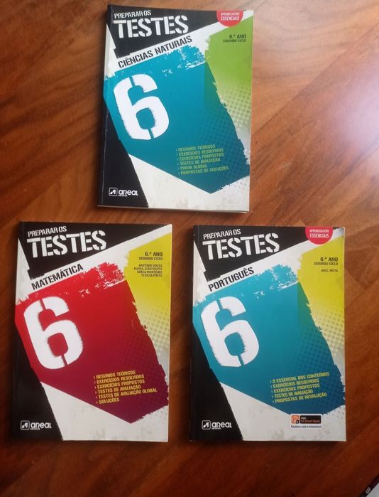 3 Livros de exercícios de Matemática, Português e Ciências Naturais