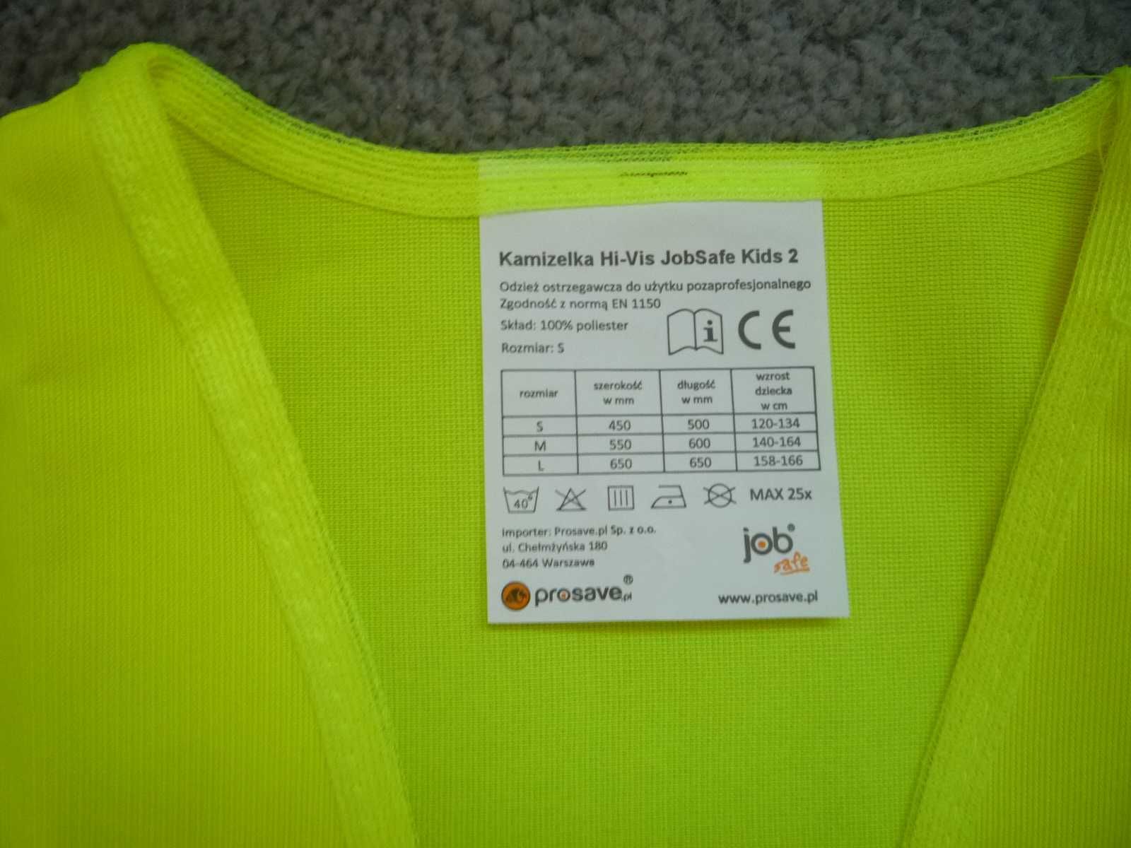 Nowa 128/134 Hi-vis Żółta Kamizelka odblaskowa Ostrzegawcza