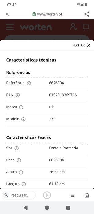 Monitor HP 27F (27'' - Full HD - LED IPS)