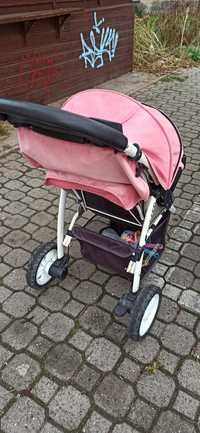 Wózek spacerowy sirocco 3 kołowy dla dziecka różowy szary