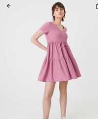 Міні сукня зі збірками сарафан рожева літня M L