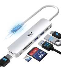 B3 adapter HUB USB-C 6W1  USB 3.0 4K SD TF