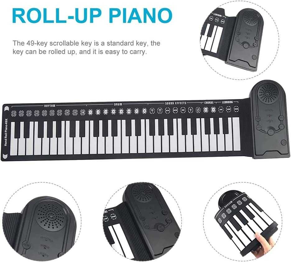 Piano eletrónico, portátil, 49 teclas, dobrável, novo