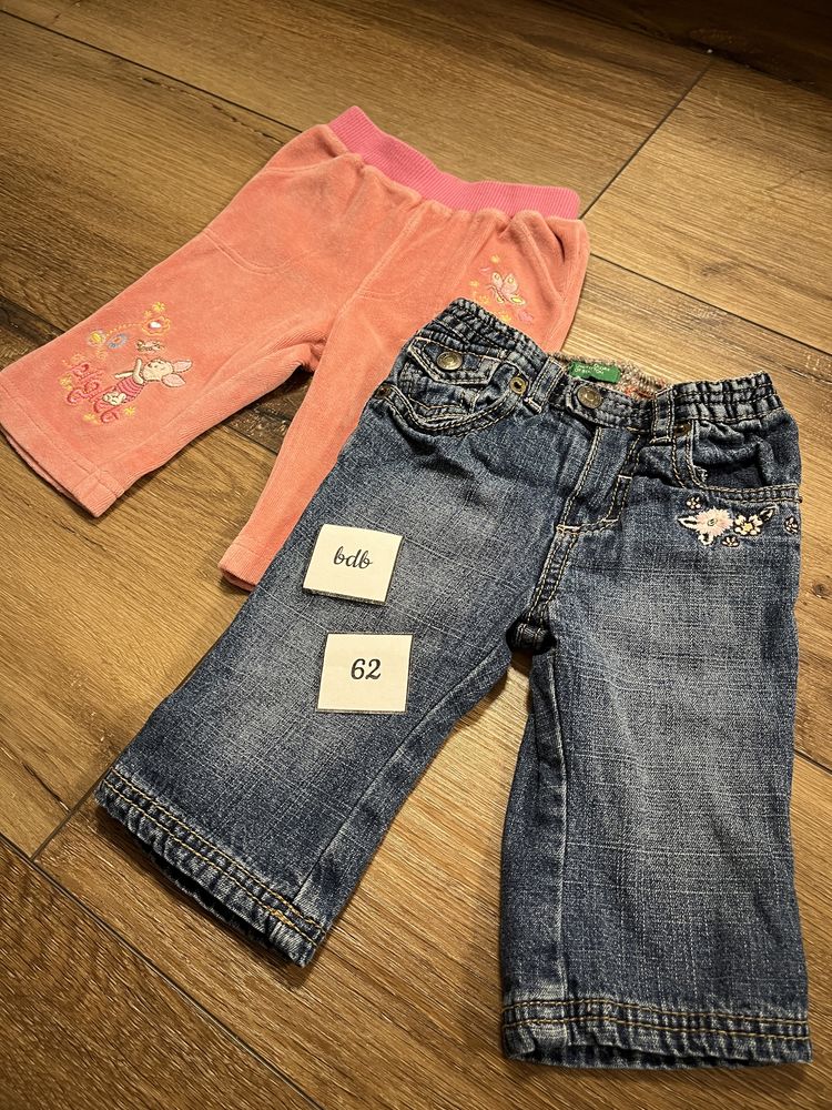 Spodnie getry legginsy jeansowe welurowe wiosenne zimowe 62