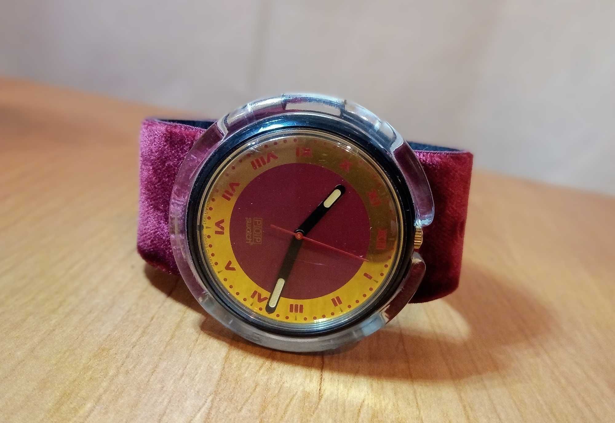 Винтажные часы SWATCH POP Red Velvet. Швейцария