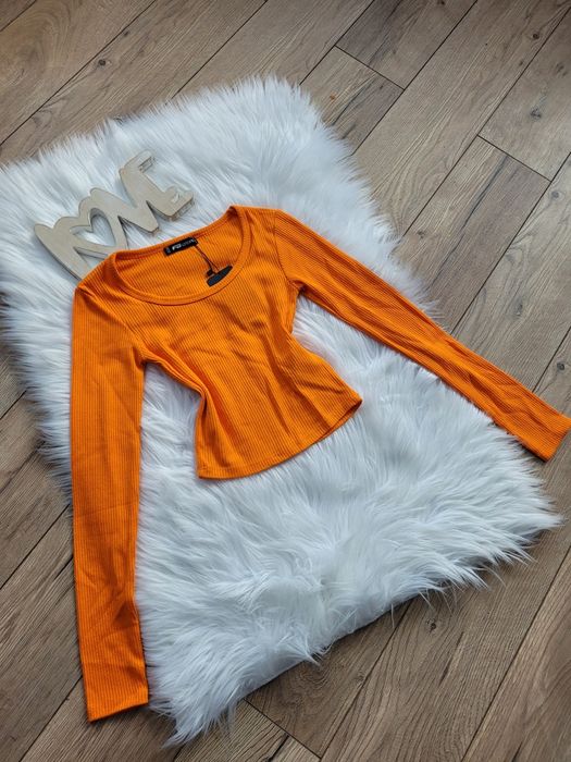 Pomarańczowa bluzka prążek top xxs