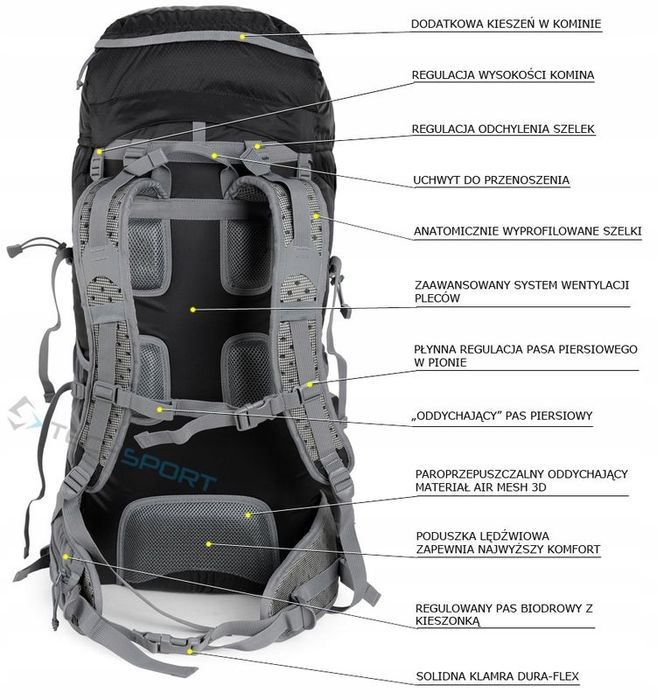 Plecak Trekkingowy Fjord Nansen Bodo 40l+10l Black