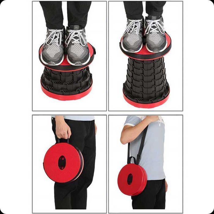 Taboret stolik okrągły rozkładany Sahido FOLD-UP STOOL RED