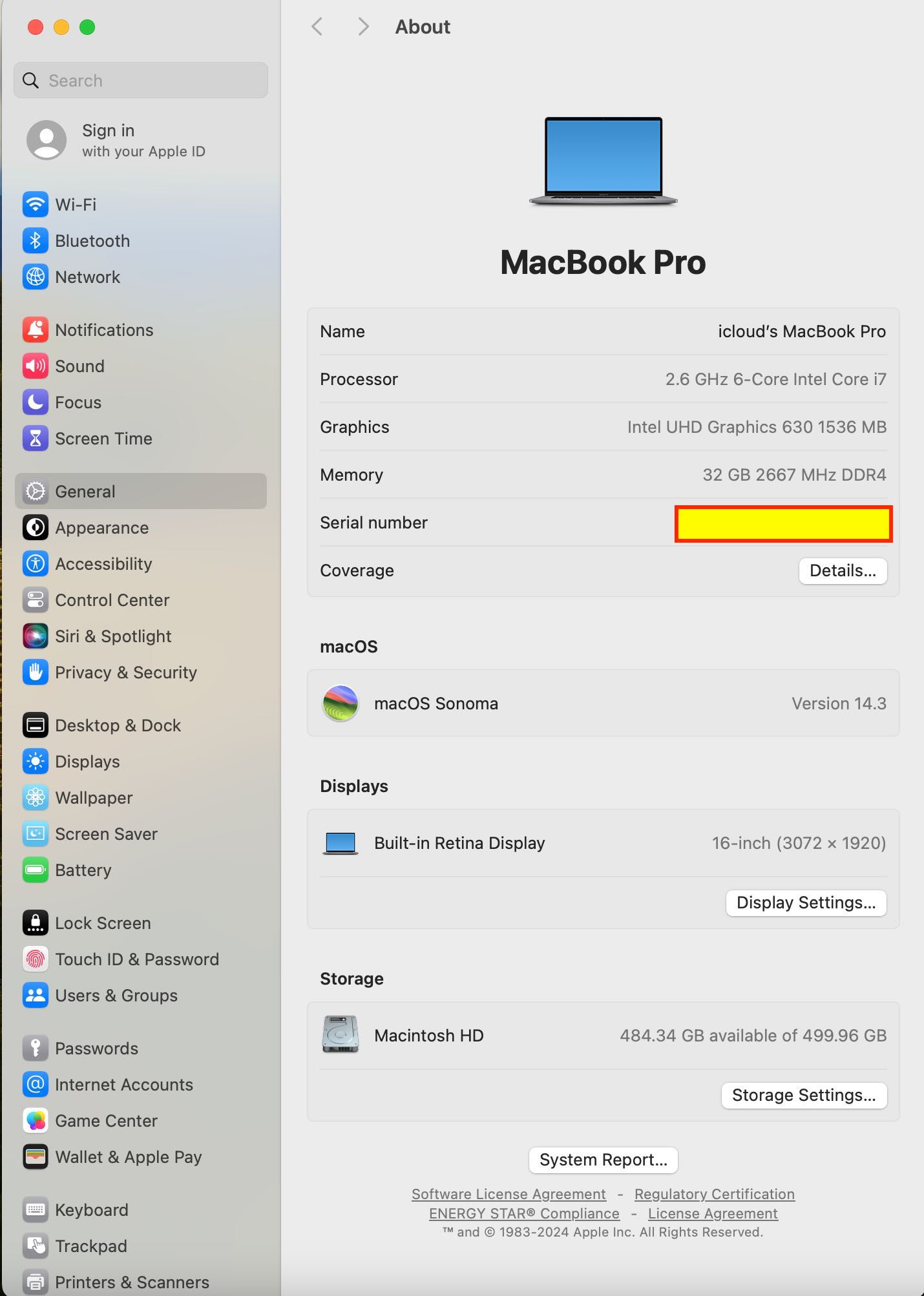 Ноутбук MacBook Pro 16 ( 2019) i7 2.6/ 32/ 512 / Radeon Pro 5300M