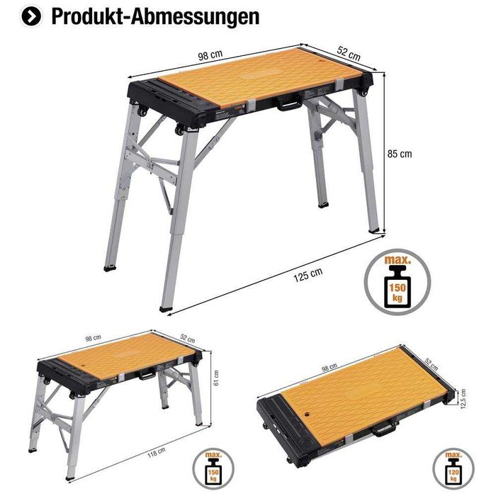 Stół warsztatowy 4w1 Metafranc ,125x85x52cm Meister stolik