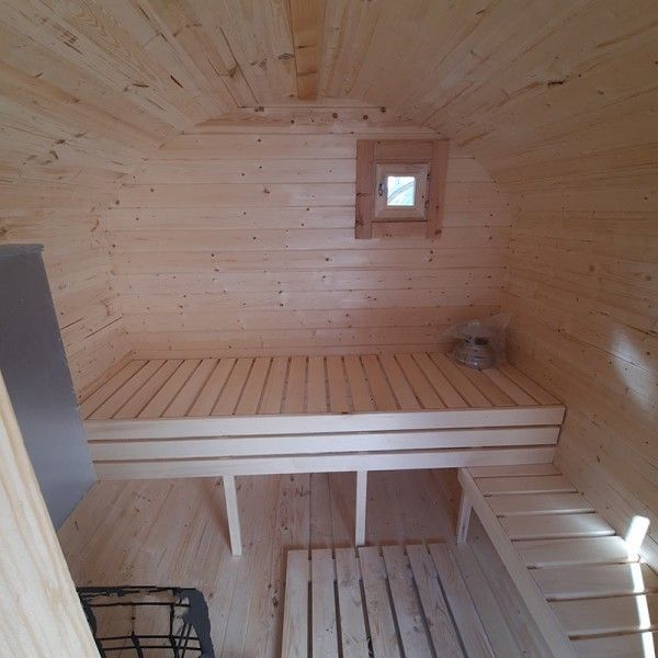 Квадро-Баня с угловым нижними полками 3х2,2 м деревянные ступени.
