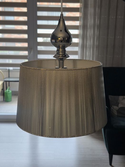 Żyrandol glamur szaro - srebrny